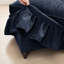 Comfy Blue Chenille 3 - Siège modulaire avec dossier en forme de pétale évasé, segmenté et incurvé, jupes de plis à volants amovibles et repose-pieds à accoudoirs mobiles