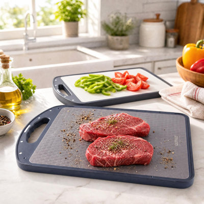 Titanium Cutting Board Set 2-Pack – Non-Slip, Dual-Sided, Dishwasher-Safe Chopping Boards with Handles, 15.4" x 10" & 18.1" x 12.2"
