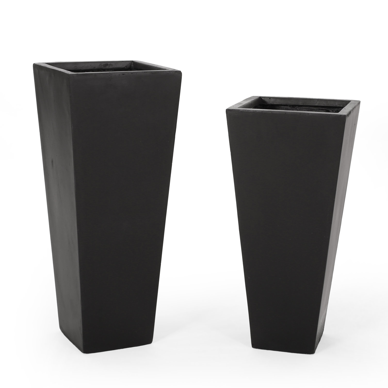 Devi Pot Planter - Set of 2, Matte Black, 2