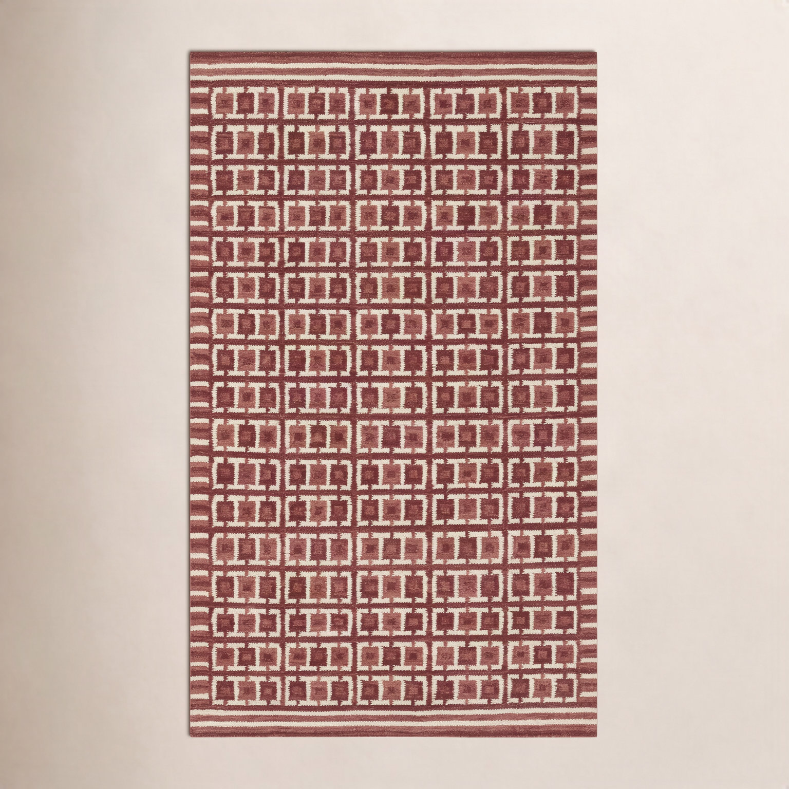 Freya Hand-Woven Geometric Wool Rug, Rectangle 5' x 8'