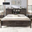 Ensemble de chambre à coucher de style maison de campagne 3 pièces, structure de lit bibliothèque pleine grandeur, commode 5 tiroirs, commode 4 tiroirs, chêne foncé-1332306300-1332306303