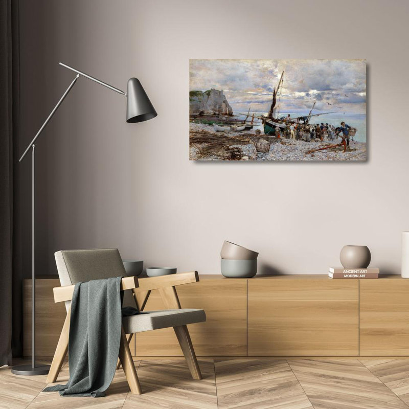 "Return of the Fishing Boats, Étretat" by  Giovanni Boldini - Gallery Wrap Canvas Wall Art, 24" H x 17" W