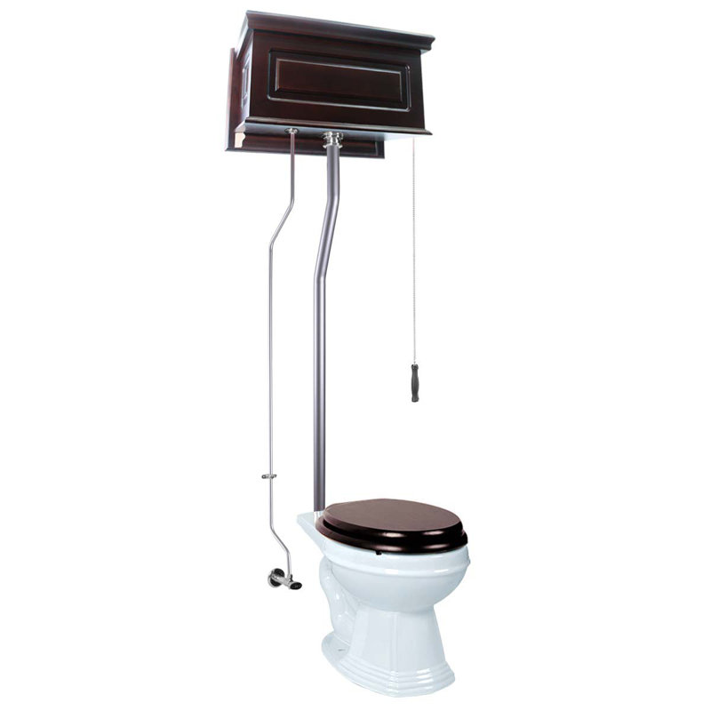 Elongated Wall Hung Toilet (Seat Not Included), Dark Oak/White/Chrome