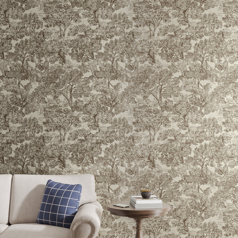 Birch Lane 33' L x 20.5" W Toile Non-Pasted Wallpaper Roll, Brown