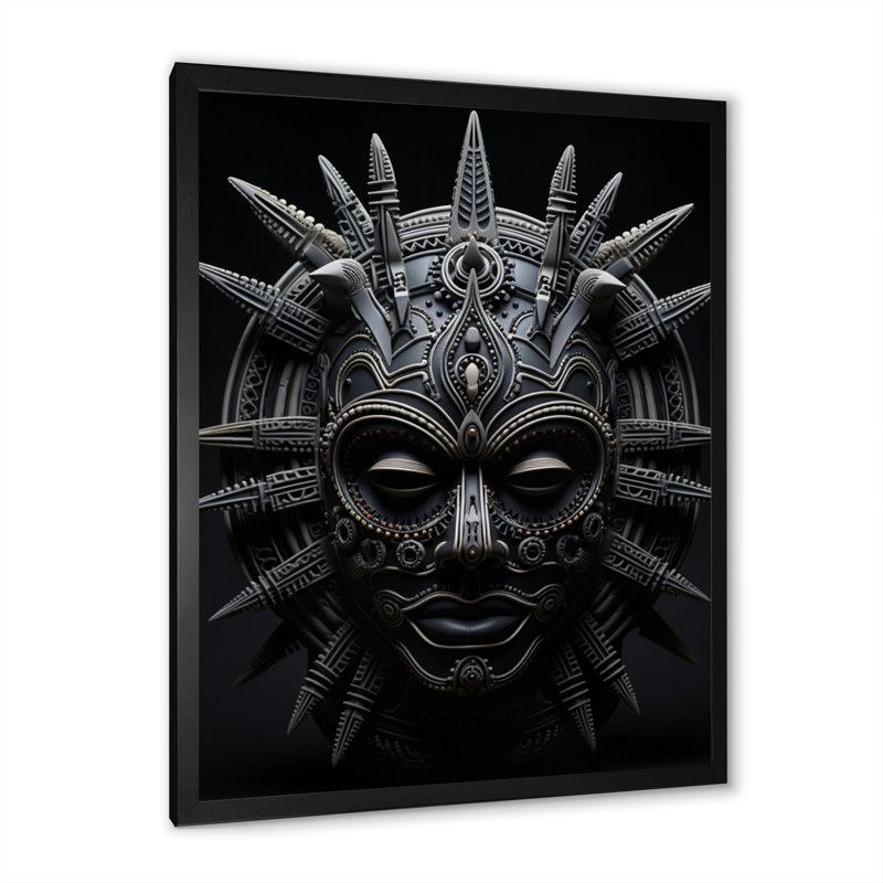 Masque africain Leronda Tribu II, Cadre photo noir, H 32 po x l 24 po x P 1 po