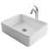 KRAUS Elavo Square White Porcelain Ceramic Bathroom Vessel Sink and Faucet Combo with Pop-Up Drain