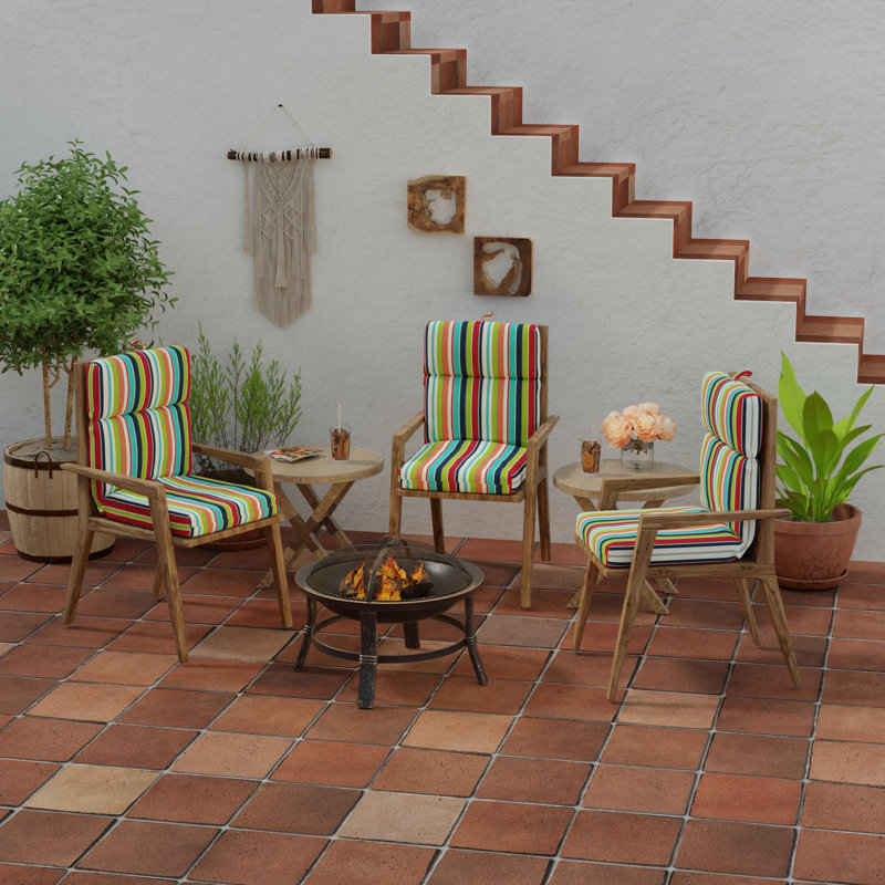 22" x 44" Outdoor Chair Cushion with Ties and Loop, Carousel Confetti Striped
