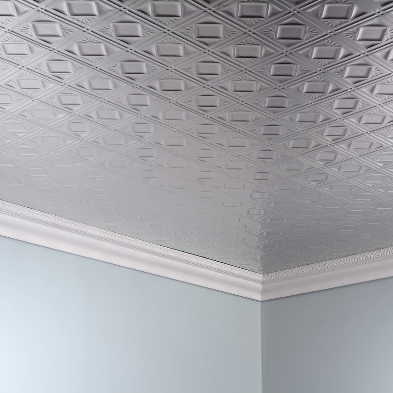 Panneau de plafond décoratif en vinyle 4 pi x 4 pi FASÄDE, Aluminium brossé