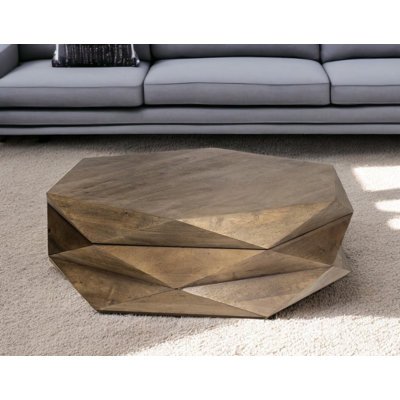 48" Brown Wood Hexagon Coffee Table