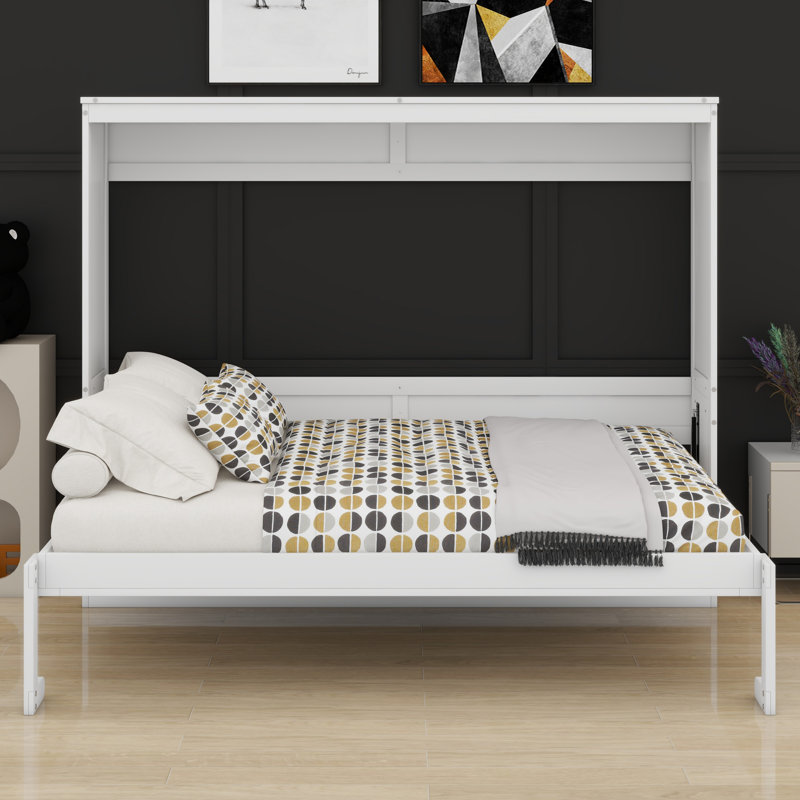 Lit mural multifonctionnel, lit pliable, Lit double, Blanc