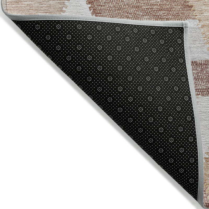 Copper and Beige Geometric Washable Indoor/Outdoor Rug