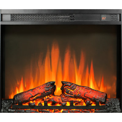 Foyer électrique de 23 pouces, effet de flamme réaliste avec bûche, télécommande, minuterie, protection contre la surchauffe, chaleur de 1400 W, 5000 / h, 11 réglages de température, 4 réglages de luminosité pour les meubles de 2000 à 2020