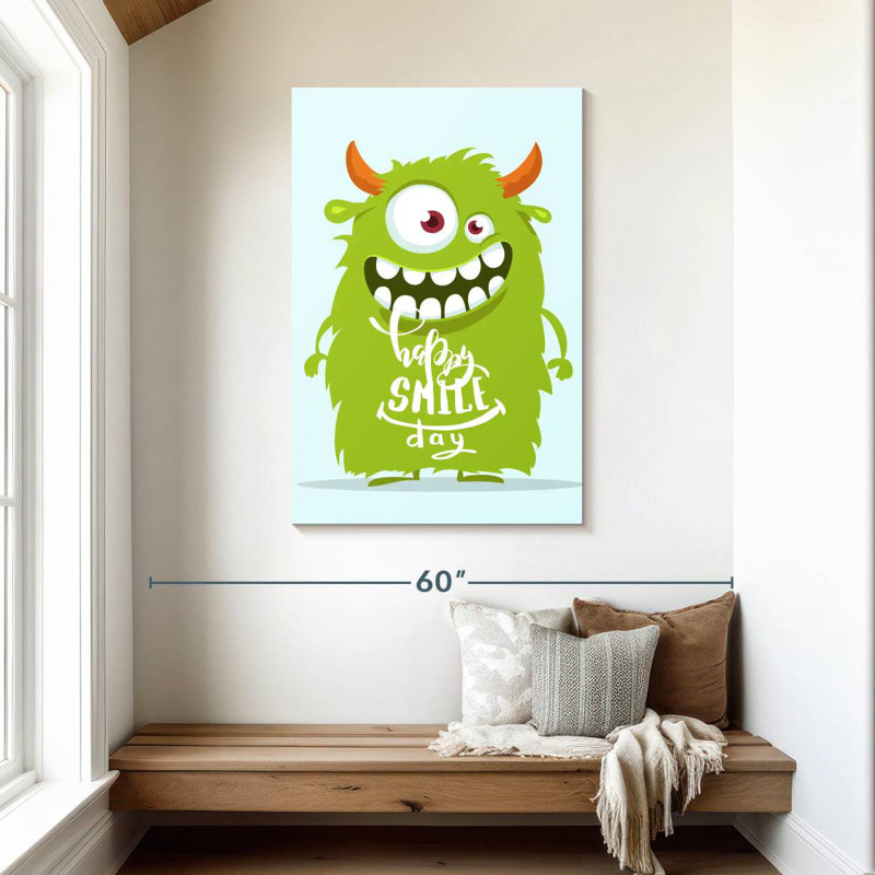 Green Happy Monster, 45" H x 30" W
