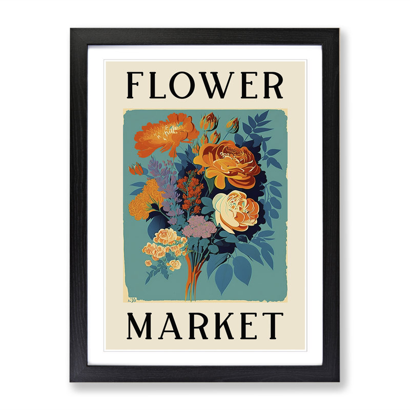Antique Flower Market Exhibition No.12 - Single Picture Frame Print on Wood, 64cm H x 46cm W x 2cm D