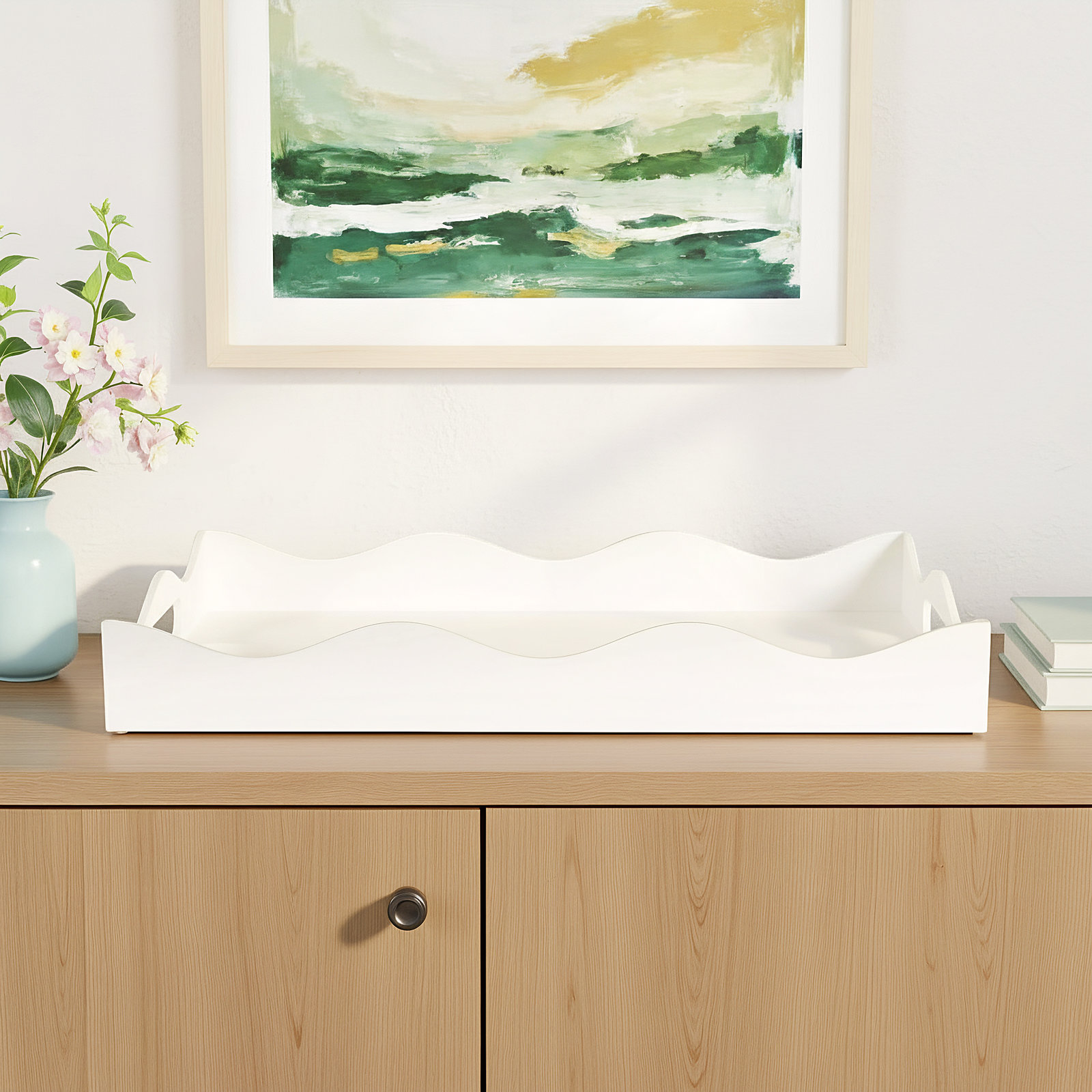 Acrylic Tray With Handles, White