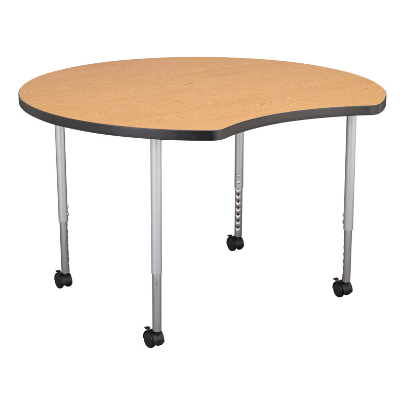 Structure Series Crescent 46" x 43" Adjustable Height Novelty Activity Table with Casters, Érable, Noir/argenté