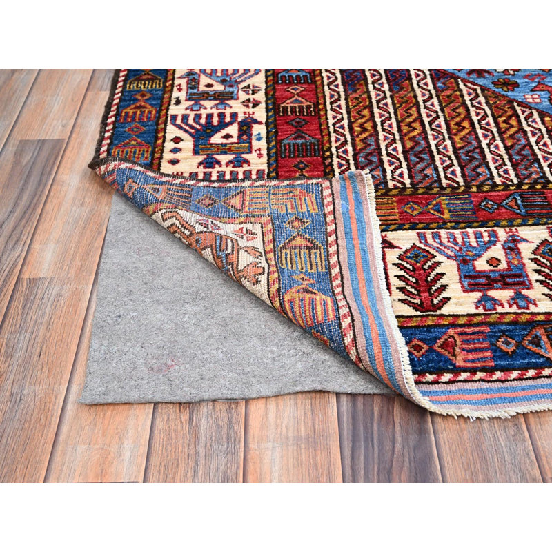 Tapis oriental bleu en laine noué à la main 5 pi 10 po x 9 pi 0 po - MOA10286981