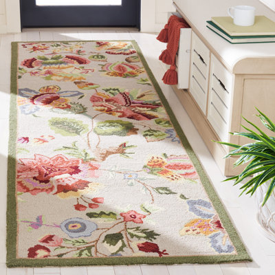 Hollander Floral Hand-Hooked Wool Sage Area Rug
