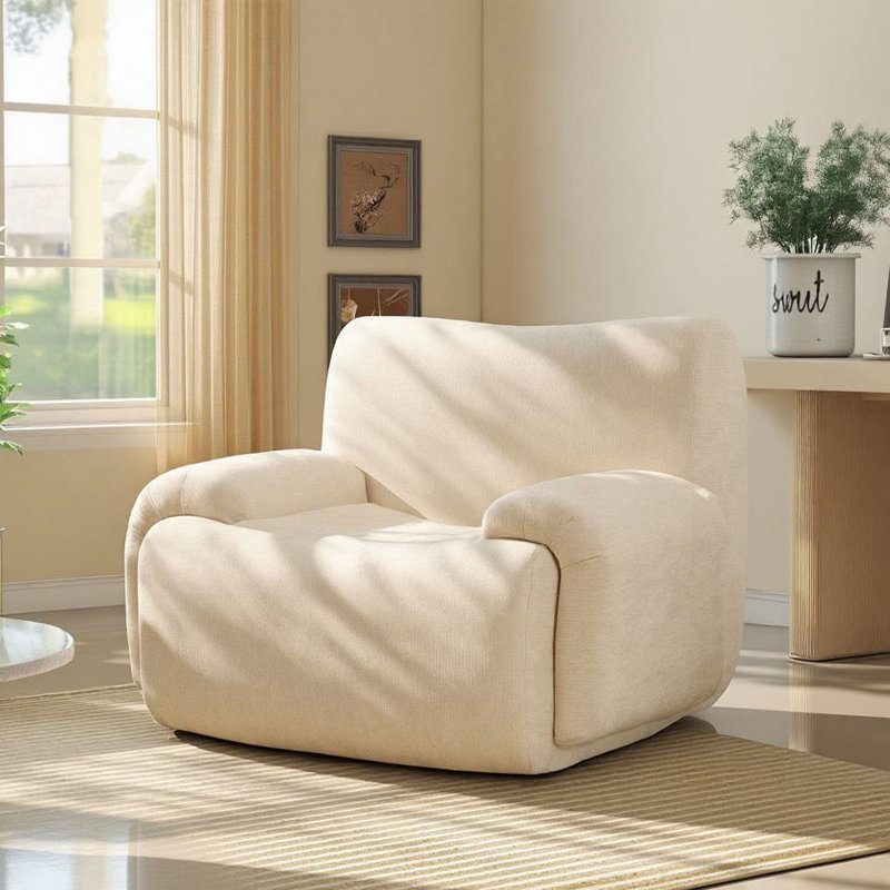 42" Modern Upholstered Oversized Compression Accent Chair, Beige