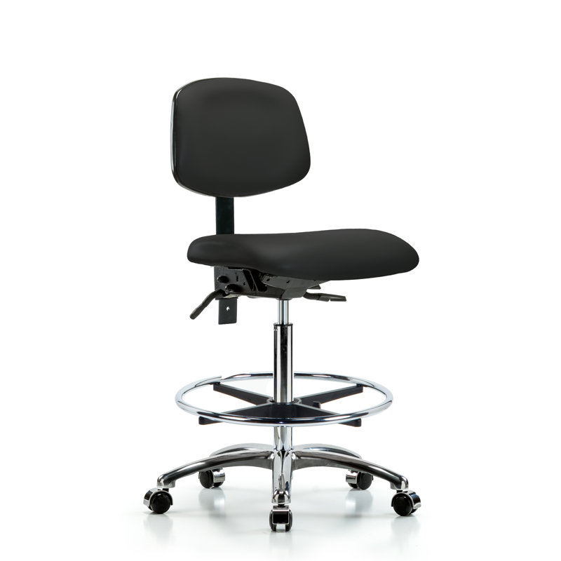 Vivienne Vinyl Drafting Chair, Black, Casters, Not Included
