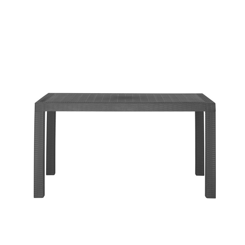 Ezmerelda Rectangular Outdoor Dining Table With Umbrella Hole , 140cm cm W 80cm cm D, Dark Grey