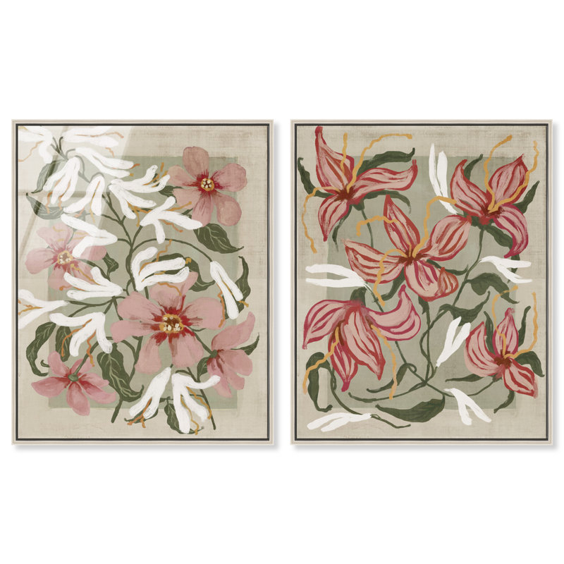 Lilies Flower Set High-Gloss Frameless Acrylic Glass Wall Art Floral & Botanical Print by Oliver Gal, Ready to Hang, 16 x 20