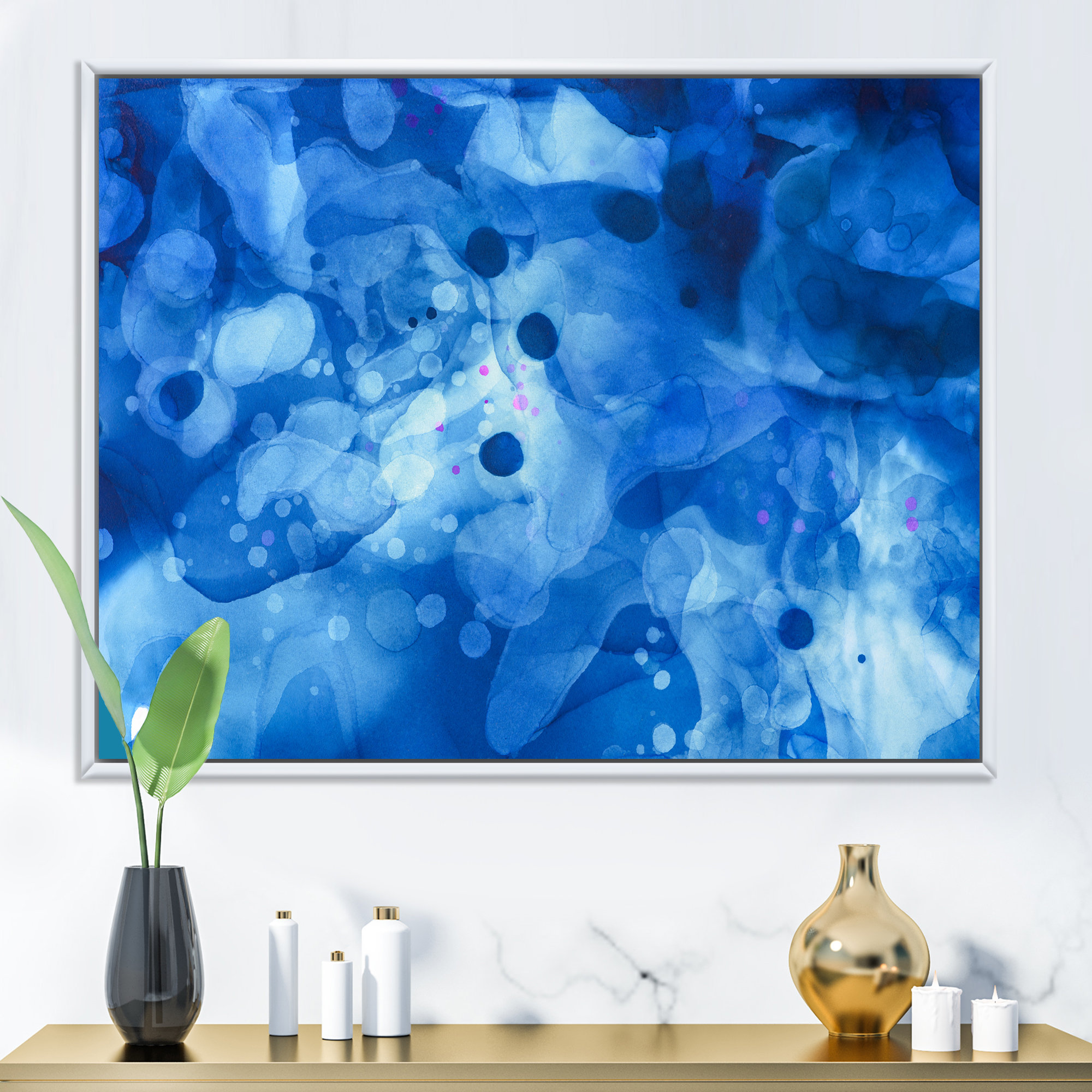 Wrought Studio Dark Blue Blue Splashes " Dark Blue Blue Splashes