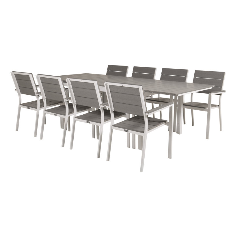 Faiyaz 8 - Person Patio Dining Set with Extendable Rectangular Table