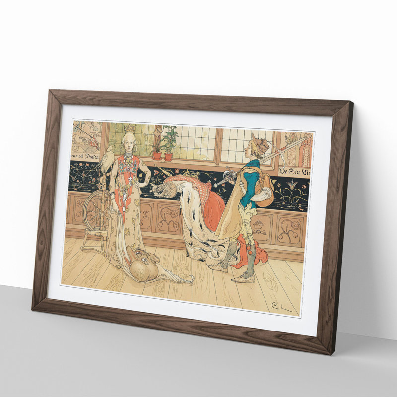 Children in Costume by Carl Larsson - Picture Frame Painting, Walnut Framed, 27cm H x 36cm W x 2cm D