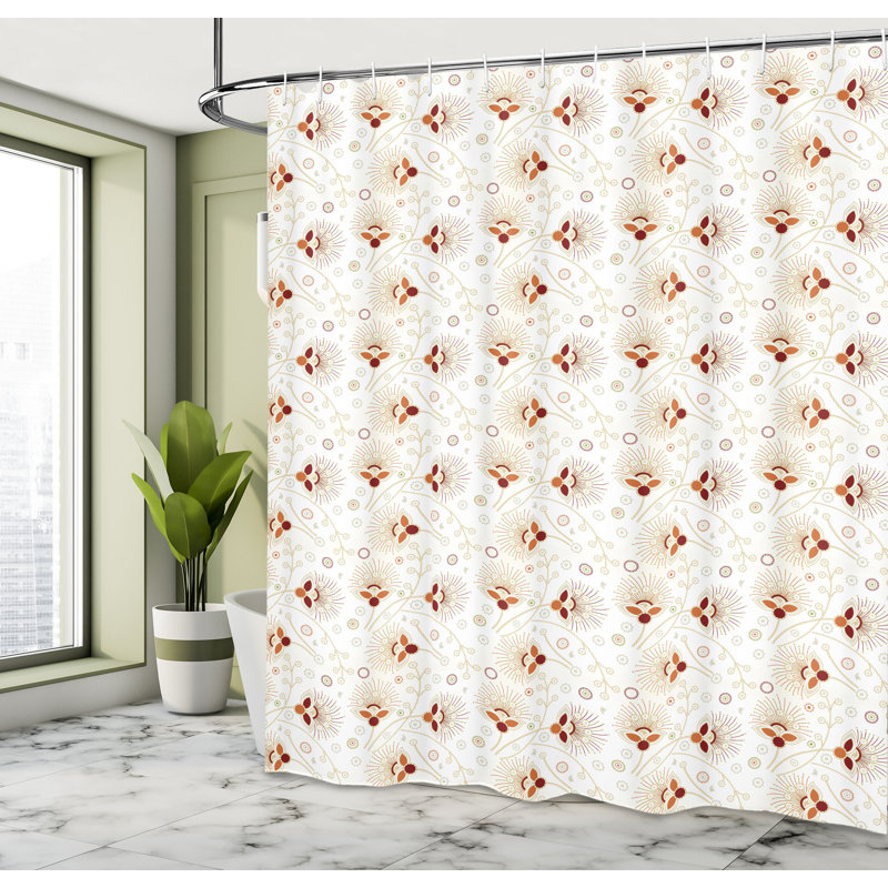 Abstract Shower Curtain with Hooks Included, 70" H x 69" W
