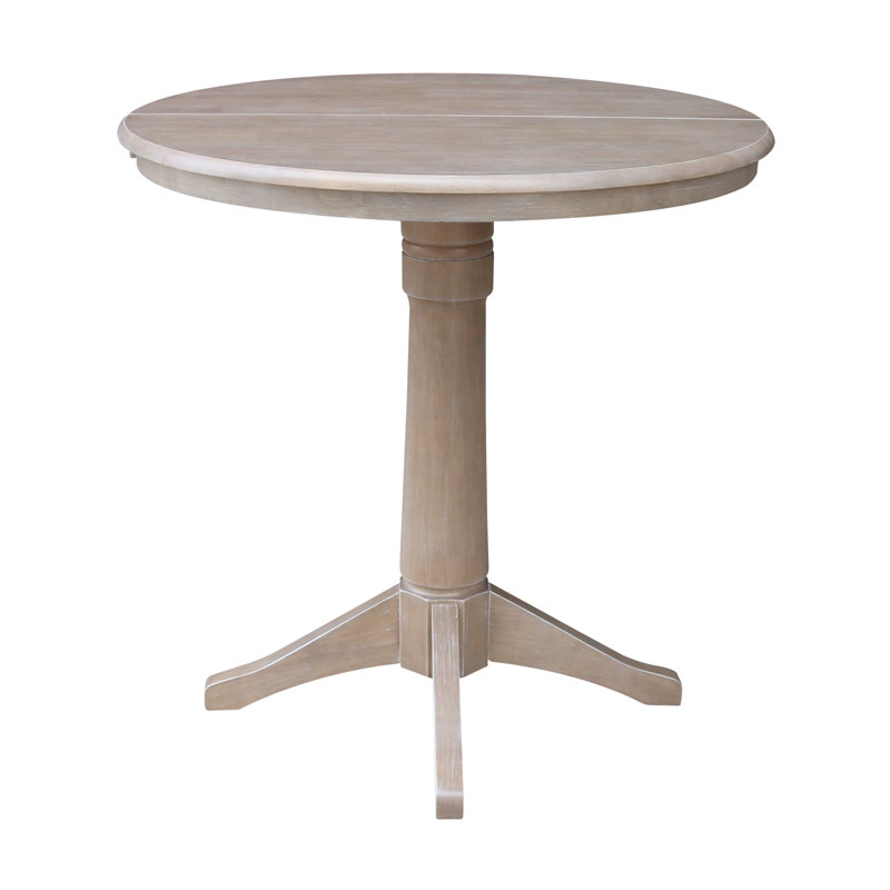 Henington Extendable Solid Wood Dining Table, Washed Gray Taupe