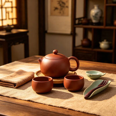 Ensemble de théière en argile Yixing, pot à thé chinois véritable fait à la main 7 oz avec 2 tasses, ensemble d'infusion pour machine à thé Kung Fu, 1 théière et 2 tasses