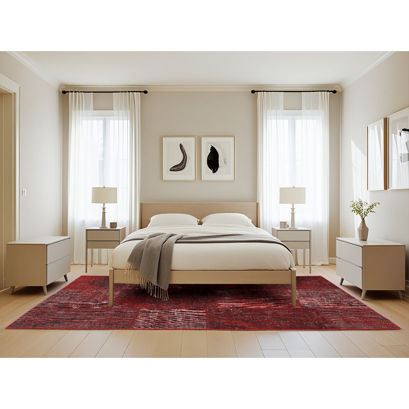 Tapis de zone rouge contemporaine, Rectangle 5 pi x 8 pi