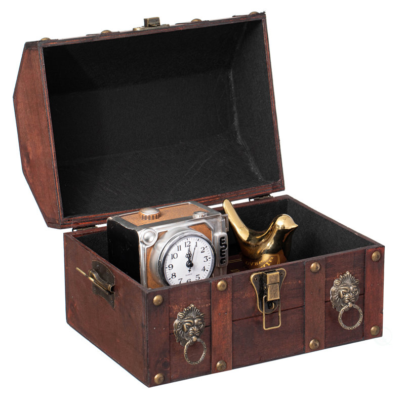 Lockehaven Handmade Pirate Treasure Chest with Lockable Latch - Vintage Wooden Storage Trunks and Treasure Box