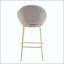 Tabouret de bar rembourré en métal - Structure plaquée or avec revêtement beige-1087847078