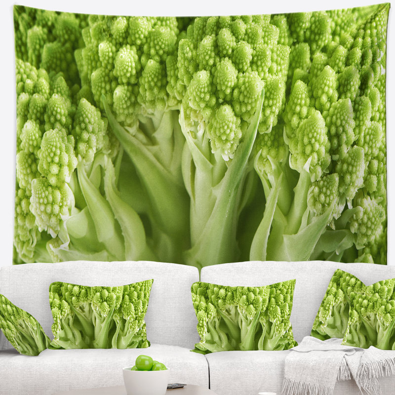 Tapisserie florale verte et florale, H 78 po x l 92 po