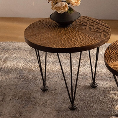 Retro Walnut Solid Manufactured Wood Round Coffee Table