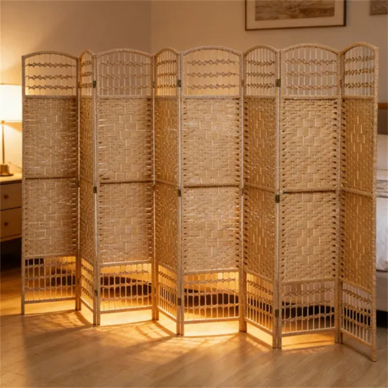 Paravent de chambre d'intimité pliable à 6 panneaux Natural
