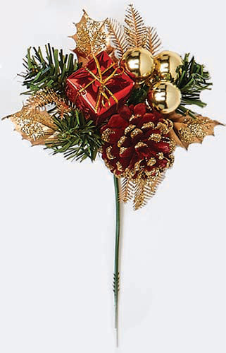 Cone Gift Ball Christmas Pick