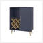 Armoire de bar H 38,6 po, 1 porte, 1 tiroir, 4 tablettes, bleu Alby / chêne naturel - salon