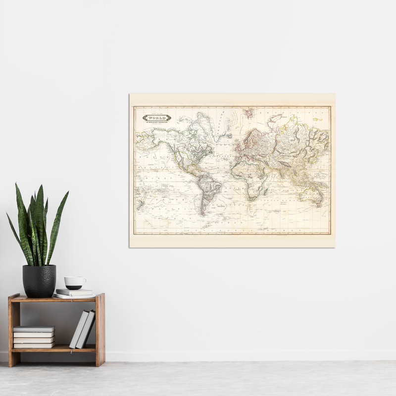 Map Lizars 1841 World Mercator's Projection Chart - No Frame Art Prints