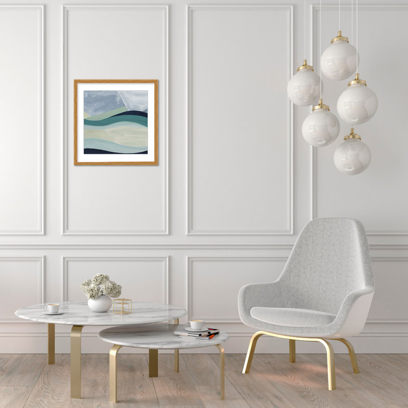 Coastal Retreat Serene Waters: Abstract Seaside, 24" H x 24" W