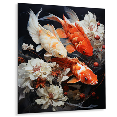 Pêche, art contemporain en métal Koi Fish III