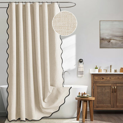 Rideau de douche 84 po 84 po en lin texturé texturé avec 12 crochets en métal