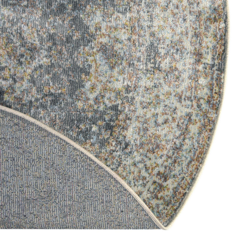 Folmar Oriental Fume Gray Area Rug, Round 6'1"