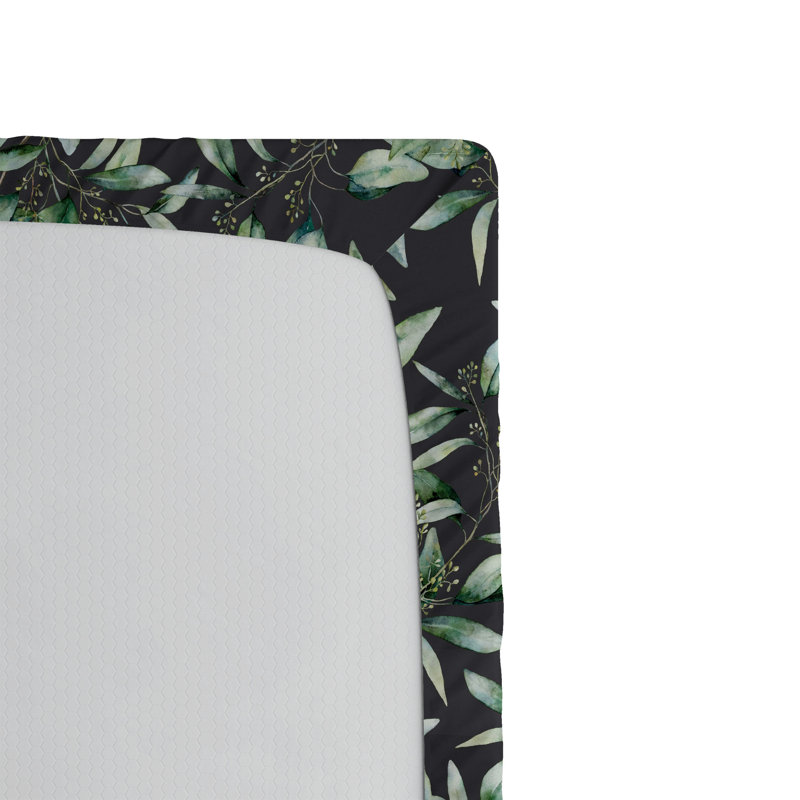 Drap-housse à motif floral Ambesonne, Gris foncé / motif floral vert laurier, Drap-housse simple TG