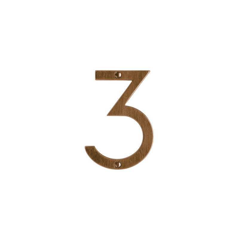 4" House Number, Silicon Bronze Brushed, 6, 2.75" H x 1.63" W x 0.25" D