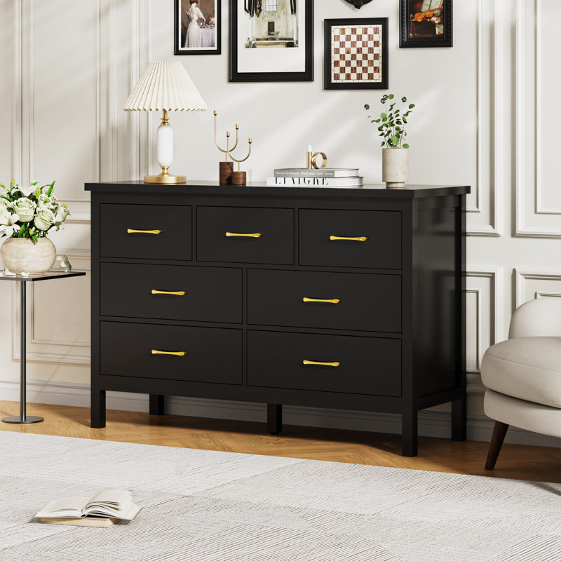 Wala 7 Drawer Dressers for living Room,Bedroom Dresser, Black