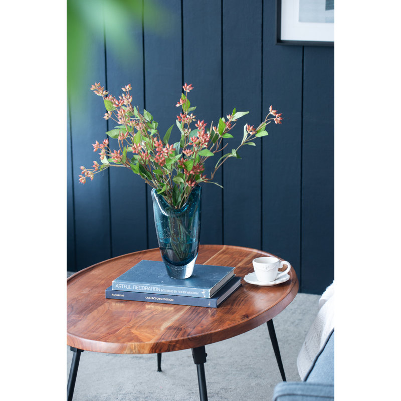 Vase de table en verre bleu Remick, H 10,4 po x l 6,1 po x P 3,1 po