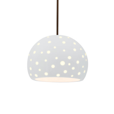 Luminaire suspendu sphère 1 lumière perforée - Carbone - Noir mat - Chrome poli - l 12,25 po x H 9,25 po - Ampoule remplaçable - Tige rigide